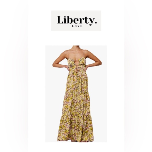 🆕Liberty Love Spaghetti Strap Cut Out Flowy Floral Maxi Sundress L🆕 - Picture 1 of 13
